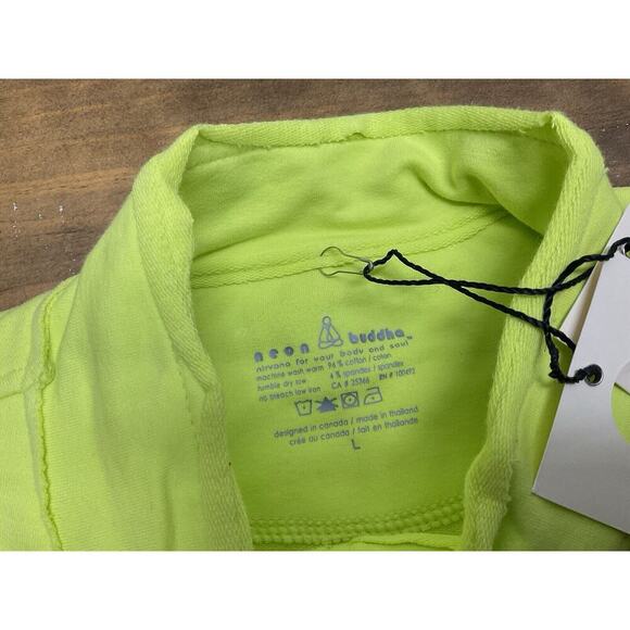 Neon Buddha Highlighter Yellow Button Front Jacket Athletic Yoga Large NWT - Picture 8 of 13